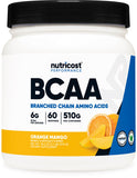 Nutricost BCAA Powder (Orange Mango, 60 Servings) - 2:1:1 Optimal Ratio, Gluten Free, Non-GMO, Vegetarian