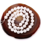 Malahill Faceted Gemstone Beads for Jewelry Making, Sold per Bag 5 Strands Inside (White Jade, 8mm)