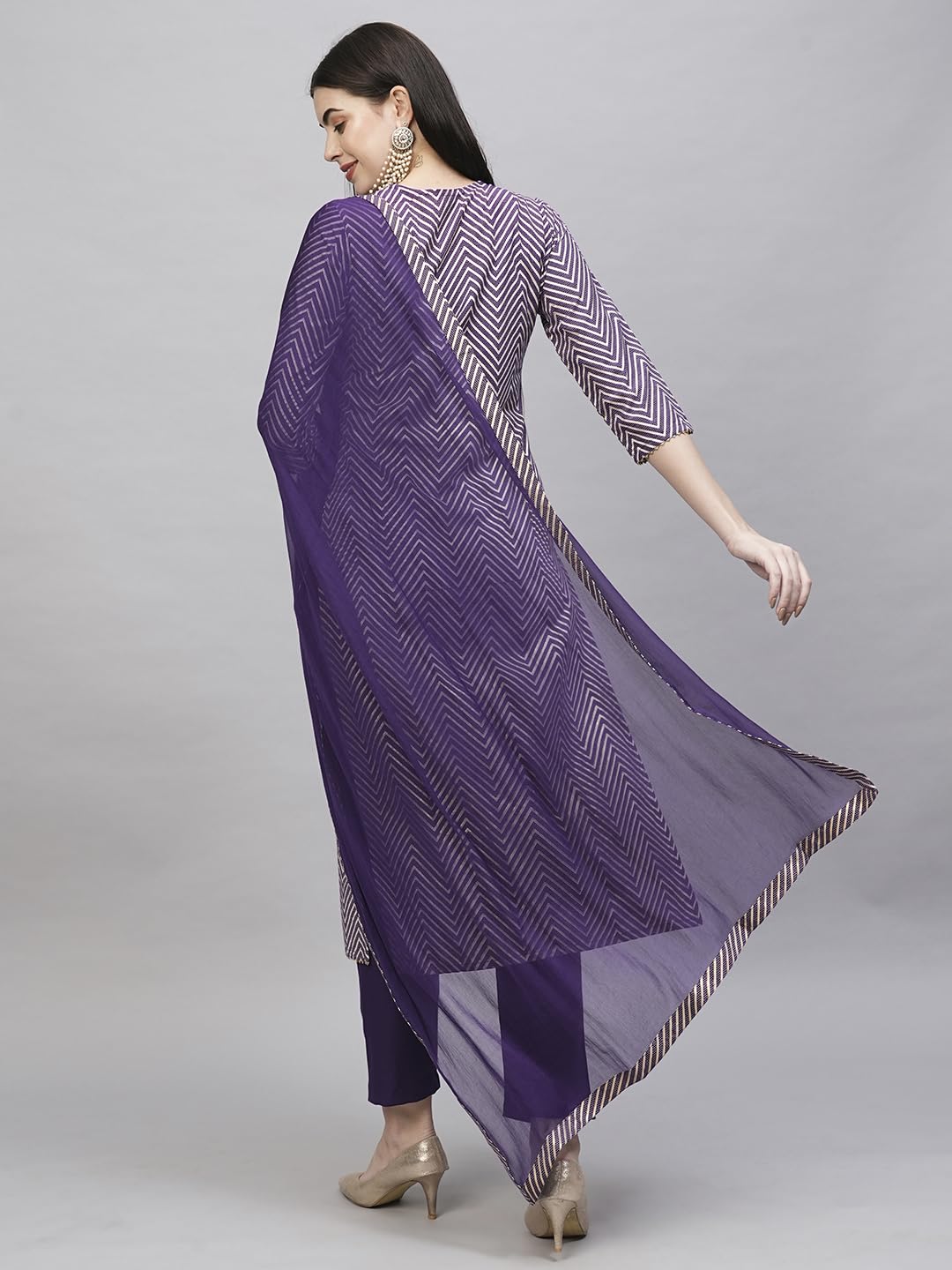 Gosriki Women'S Cotton Blend Straight Printed Kurta With Pant & Dupatta (Dmpl Begani-Nw-Gs_S_Purple_Small),Purple,,B0CS6M7VKT