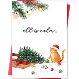 MQMRYeto Funny Cat Christmas Card,Holiday Cards,Cute Christmas Card Gift Ideal for Cat Lover with Envelopes and Stickers
