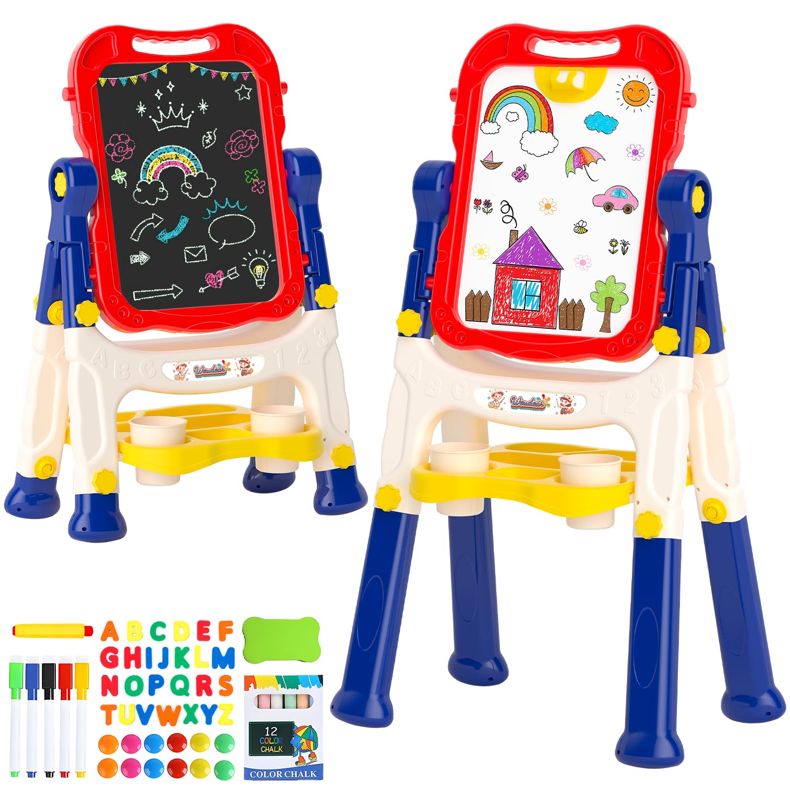 Easel for Kids Toy,Double-Sided Magnetic Kids Art Easel for 3+ Year Old Boy Gift,Toddler Toys for 3+ Year Old Boy Dry Erase Boar