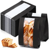 Domensi Paper Bread Bags for Homemade food 13.7 x 8.2 x 3.5 Inch Large Paper Bakery Bag with Window Sourdough Bread Bags for Bak