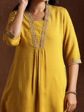 Libas Women'S Silk A-Line Kurta (29187O_Yellow Yellow L