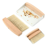 Mini Dustpan and Brush Set,Small Beechwood Dust Pan and Brush Set,Portable Cleaning Broom with Dustpan Combo Set with Natural Si