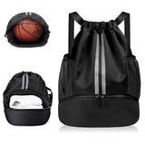 Flintronic Sports Drawstring Bag, Waterproof Foldable Drawstring Backpack With Shoe Compartment And Mesh Water Bottle Pockets Fo