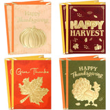 Fancy Land Thanksgiving Greeting Cards 24 Pack 3D Foil Embossed Thanksgiving Cards with Envelopes Fall Pumpkin Turkey Happy Harv