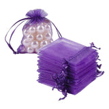 HRX Package 100pcs Little Organza Bags 3 x 4 inch, Purple Mesh Bags Drawstring Pouches for Jewelry Bracelets Candy Party Favor S