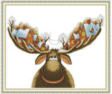 CROSSDECOR Cross Stitch Stamped Kits 11CT 21X18 inch Holiday Gift Pre-Printed Cross-Stitching Starter Patterns for Beginner Kids