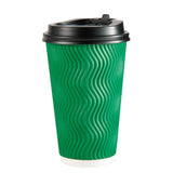 DAILYPACK 80 Count 16 OZ Coffee Cups with Lids, Insulated Ripple Wall Paper Hot Coffee Paper Cups for Hot Drinks