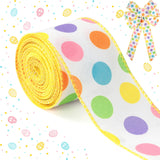 Easter Ribbon Wired Edge, Happy Easter Pastel Polka Dots Ribbon for Spring Party Decoration Hair Bow Clip Wreath Party DIY Craft