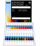 Kanak Mall Gouache 24 Colours Paint Set, 24 X 12Ml WaterBased Matte Gouache , Rich High Pigment Opaque Colours, Smooth Blending