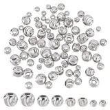 BENECREAT 80Pcs 4 Sizes Real Platinum Plated Spacer Beads, 3mm~6mm Round Brass Beads for Necklaces, Bracelets and Jewelry Making