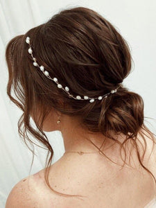 Catery Bride Wedding Headband Pearl Hair Vine Bridal Headpiece Hair Accessories for Women and Girls (Gold)