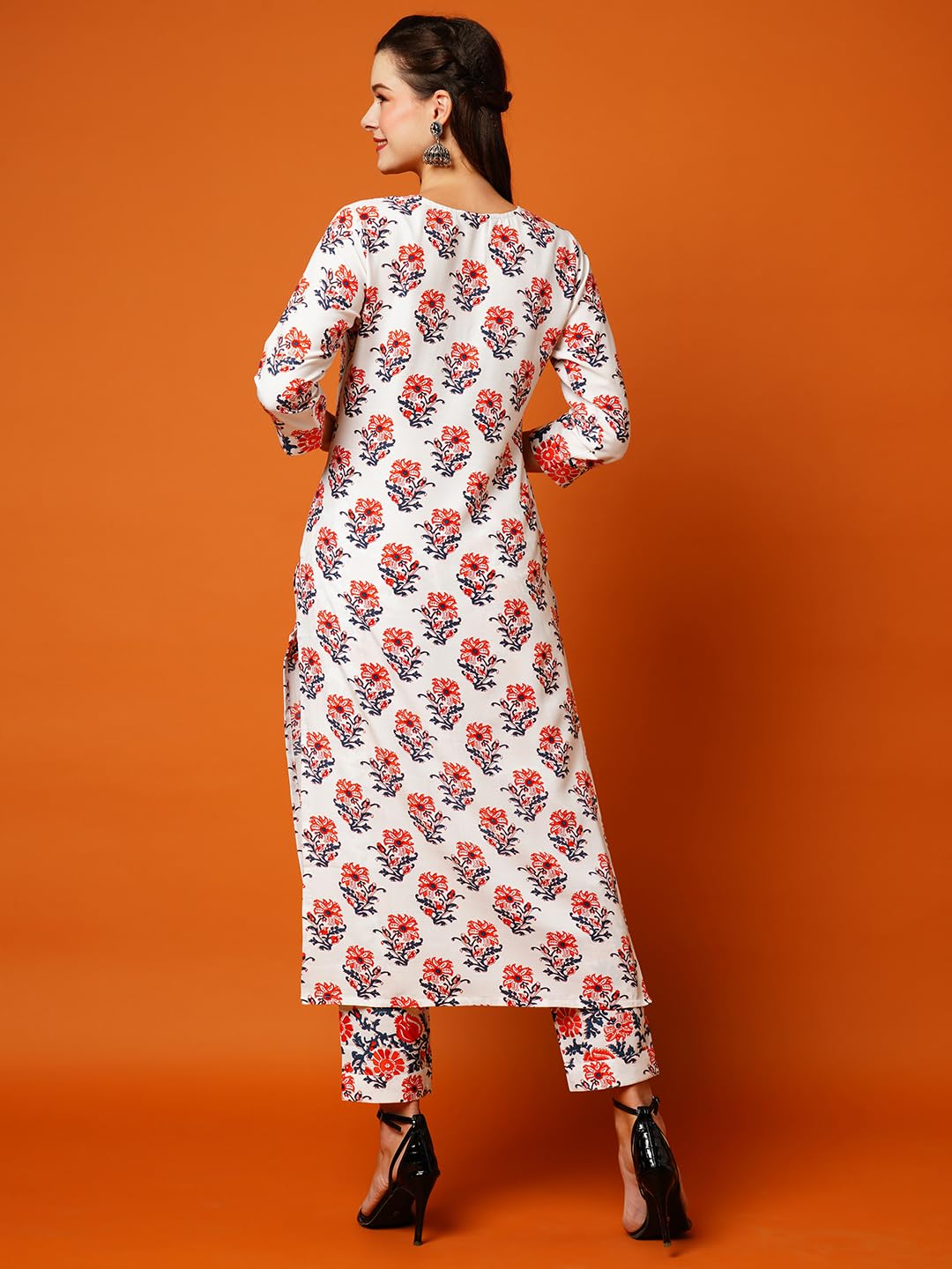 Gosriki Women'S Cotton Blend Printed Straight Kurta With Pant (Yani Orange-Ng-Gs_M_Orange_Medium),Orange,,B0CC5SWVNJ