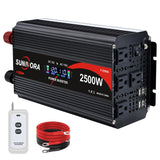 Sunivora 2500 Watt Inverter with LCD & Remote Control 12V DC to 110V/120V AC 60HZ Power Converter 5000W(Peak) with 4 Sockets & 4