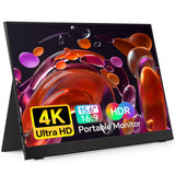 ForHelp True 4K Portable Monitor - 15.6inch UHD 3840 2160 100% sRGB USB-C HDMI External Second Monitor Portable IPS Screen Comp