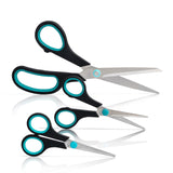 Maxam Small Household Scissor Set with SoftTouch Handles for a Safe Comfortable Grip, 3Pieces