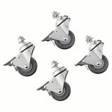 POWERTEC 21/2 Inch Threaded Stem Caster Wheels Set of 4 with Brake & 400 lbs Loads, Heavy Duty 1/213 x 1 Stem Casters, Dual 