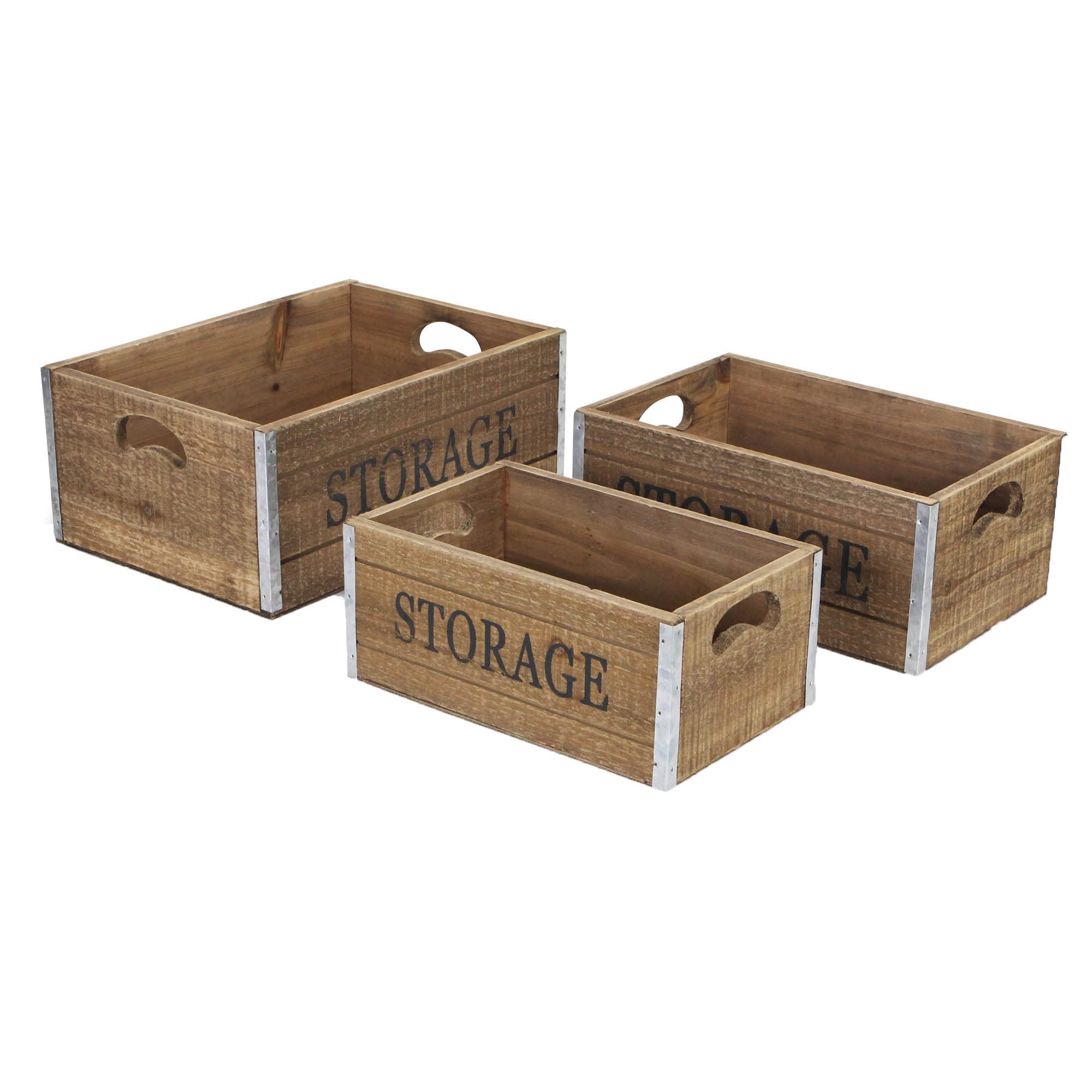 Cheungsrattan 4743-3 3 Wooden Storage Accent Crate Set