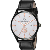 Carlington Analog Men'S Wrist Watch With Leather Strap - Ct 1020 Blacksilver