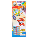 Deli 12 Bright Oil Pastels Color with Free Sharpener and Extender, Hexagon Barrel Smooth Drawing Crayons for Children, Best for