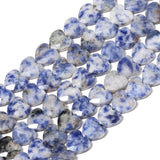Nitopupu 22pcs Faceted Heart Bead Natural Blue Dot Stone Beads 8mm Crystals and Healing Stones for Jewelry Making Supplies,Frien