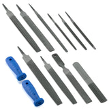 NEIKO 00109A Metal File and Rasp Set | 12 Piece, 10, 8, and 6 Inch Extra Slim Flat, Half, Mill, and Round Files Set | Non Slip P