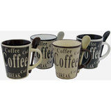 Gibson Bareggio 8pc Coffee with Spoon Set, 4 Designs (Mr. Coffee)