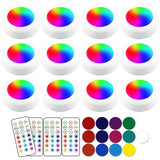 Deitybless 13-Color LED Puck Lights with Remote Control | Wireless Battery-Powered Stick-On Under Cabinet Lighting | Dimmable Co