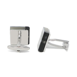 MENDEPOT Classic Genuine Onyx and Mother of Pearl Cufflinks Men Classic Cuff links With Box
