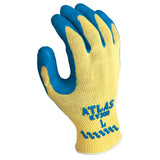 SHOWA Atlas KV300 Natural Rubber Palm Coating Glove, 10 Gauge Seamless Kevlar Liner, Cut Resistant, Beige/Blue, Medium (Pack of 