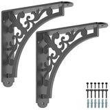 SELEWARE 2 Pcs 8 Inch Heavy Duty Shelf Brackets, 500LBS Wall Mount Shelving Bracket, Metal Floating Shelf Bracket, Black Rustic