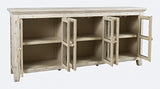 Jofran Inc. Rustic Shores Coastal Distressed Acacia Credenza Cabinet With Storage