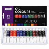 Conziv Lanpo Studio Oil Colours Paint Set, 12 X 12Ml High Pigment Oil Paint Tubes, Rich Vibrant Colours, Smooth Blending Artist 
