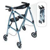 Stander Wonder Rollator, Lightweight Folding Space Saver Mobility Rolling Walker for Seniors and Adults, 6-inch Wheels, Locking 