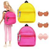 BARWA 5 Pcs Doll Travel Accessories 2 Doll Backpack Bag with Zipper with 2 Sunglasses 1 Telescope for 11.5 inch Doll