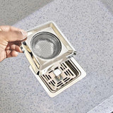 Evaluemart Alloy Steel Sink Strainer Kitchen Drain Wash Basin Filter Basket Stopper Drainer (Square Steel Jali, 10 cm, 11 cm, 10