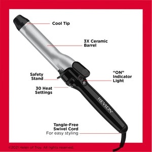 Revlon Perfect Heat Triple Ceramic Curling Iron | For Silky Smooth Tousled Curls (1-1/4 In)