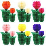 JULMELON 12Pcs Tulip Honeycomb Decoration, Spring Tulip Flower Honeycomb Hanging Decorations Tulips Table Centerpieces for Sprin