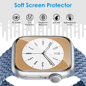 UniqueMe 8 Pack for Apple Watch Screen Protector 41mm, Apple Watch Series 9/8/7 Screen Protector [Upgrade Flexible Film] Anti-Sc