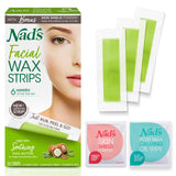 Nad's Facial Wax Strips - Hypoallergenic All Skin Types - Facial Hair Removal For Women - At Home Waxing Kit with 20 Face Wax St