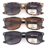 FEIVSN 3 Pack Bifocal Reading Sunglasses for Women Men Bi-focal Sun Readers PC Frame Fixed Hinge Dual Focal Clear Top Eyewear,+1
