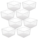 Vtopmart 8 Pack Extra Large Clear Plastic Storage Bins,11x11 Cube Acrylic Organizer Square Containers with Handle for Pantry,Clo