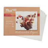 Fluid 100 Artist Watercolor Paper, 300 lb (640 GSM) 100% Cotton Cold Press for Watercolor Painting and Wet Media, 11 x 14 Pochet