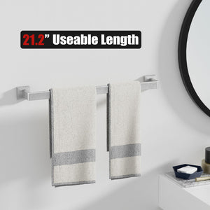 15-Piece Brushed Nickel Bathroom Accessories Set - 23.6 Towel Bar, Towel Ring, Toilet Paper Holder & Hooks, Wall Mounted Bathr