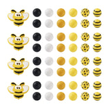 FASHEWELRY 100Pcs Bee Silicone Beads 15mm Round Silicone Bead Yellow Dot Rubber Beads Necklace Bracelet Bead for DIY Crafts Keyc