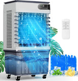 Swamp Cooler Air Conditioners, 4-IN-1 Portable Evaporative Cooler Cools Up to 600 Sq.Ft, Large 8.5Gal Tank for 24/7 Cooling, Low