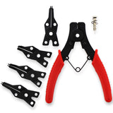 ABN Snap Ring Pliers Set 5 Pc Interchangeable Jaw Head C Clip Pliers Set Straight, 45, and 90 Degree Angled Jaws