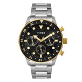 Timex Analog Watch For Man With Black Round Dial & Silver Stainless Steel Bracelet Band Water Resistant Men'S Wrist Watches - Tw