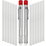 Mudder 2 Pieces Soapstone Pencil Holders Round Soapstone Marker Chalk Pencil with 12 Pieces Refills for Welding Tools and Marker